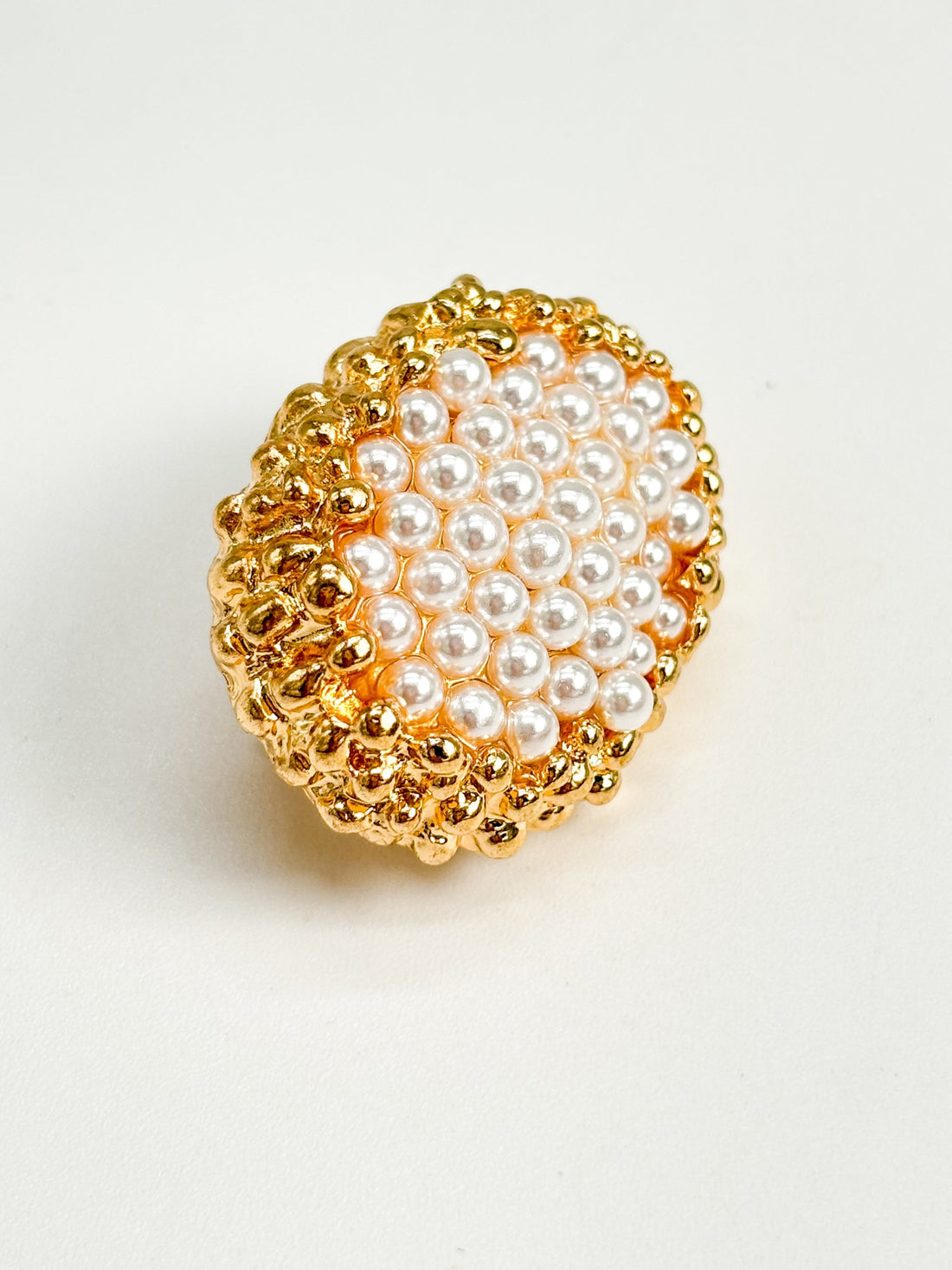 Gold & Pearl Cluster Clipon Stud Earrings