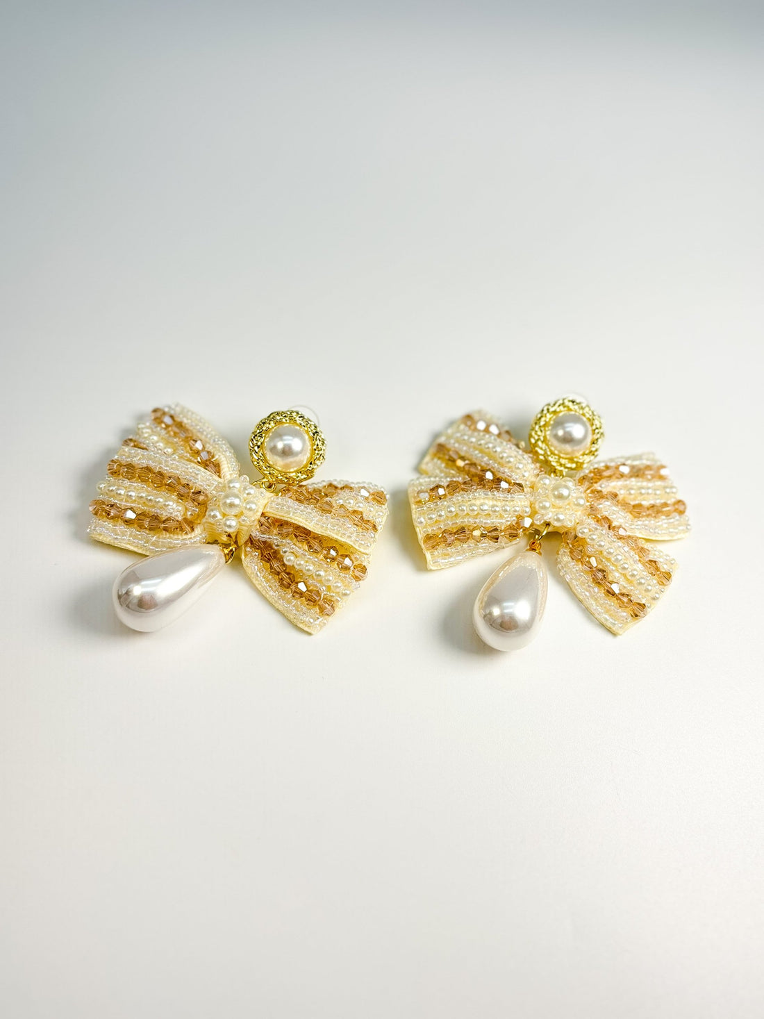 Vintage Couture Pearl Bow Earrings