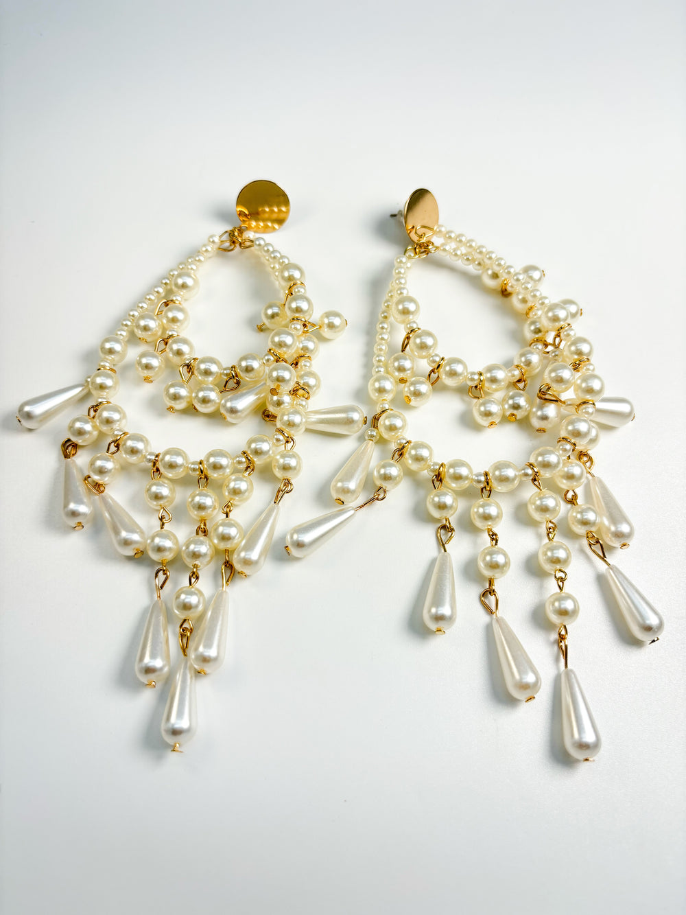 Vintage Couture Pearl Chandelier Earrings