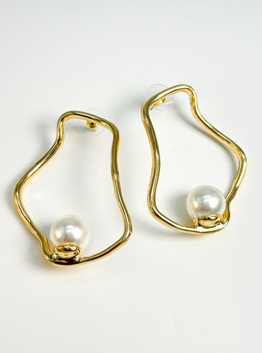 Haute Couture Gold Cage Pearl Earrings