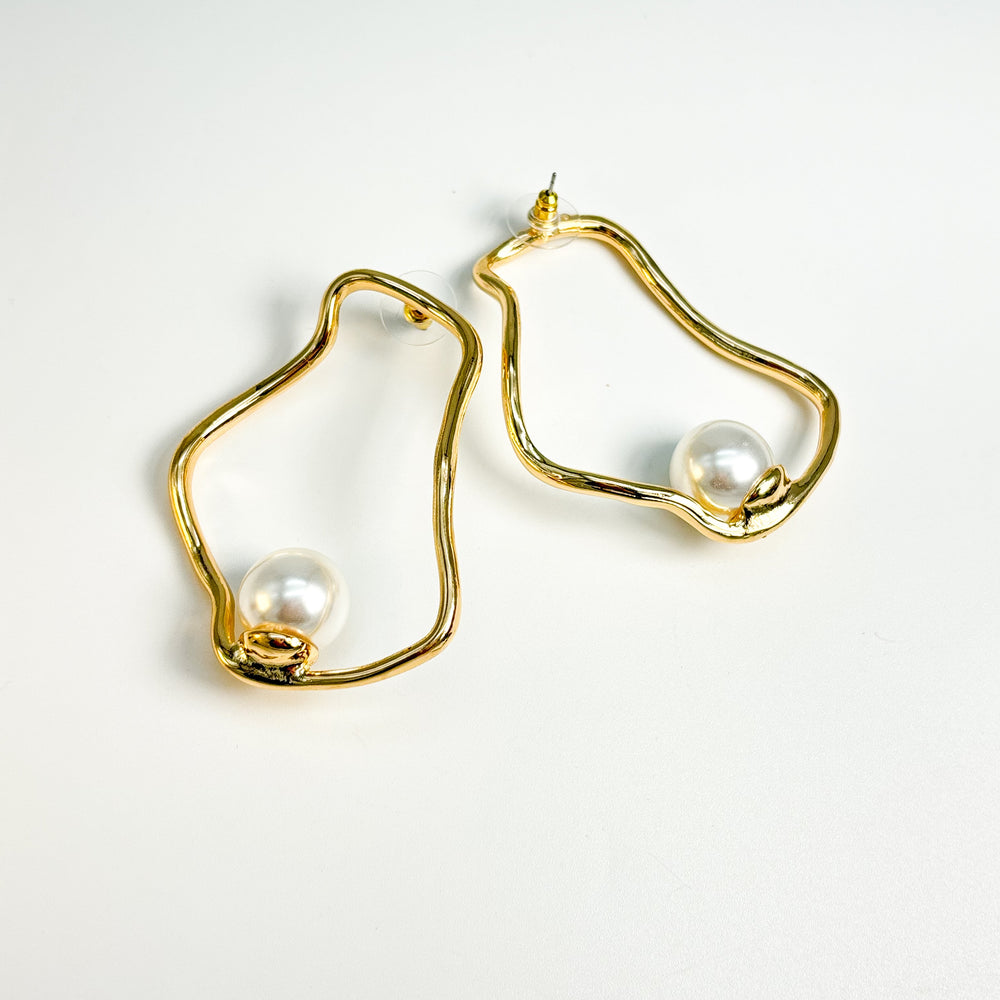 
                      
                        Haute Couture Gold Cage Pearl Earrings
                      
                    