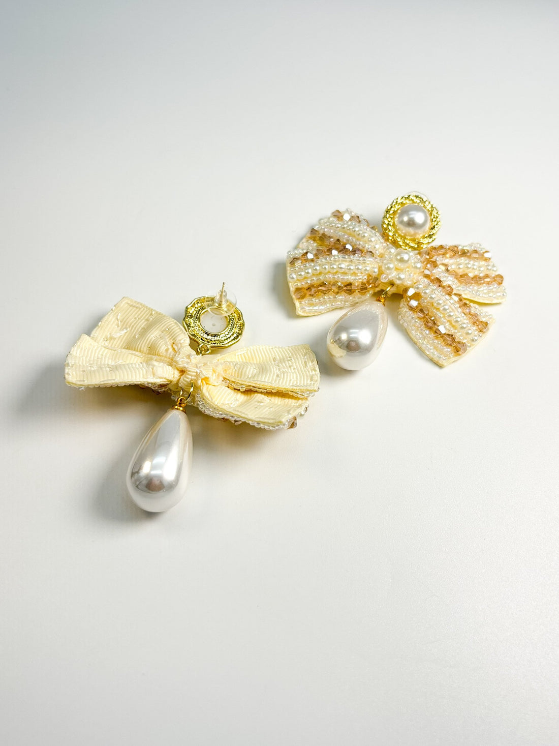 Vintage Couture Pearl Bow Earrings