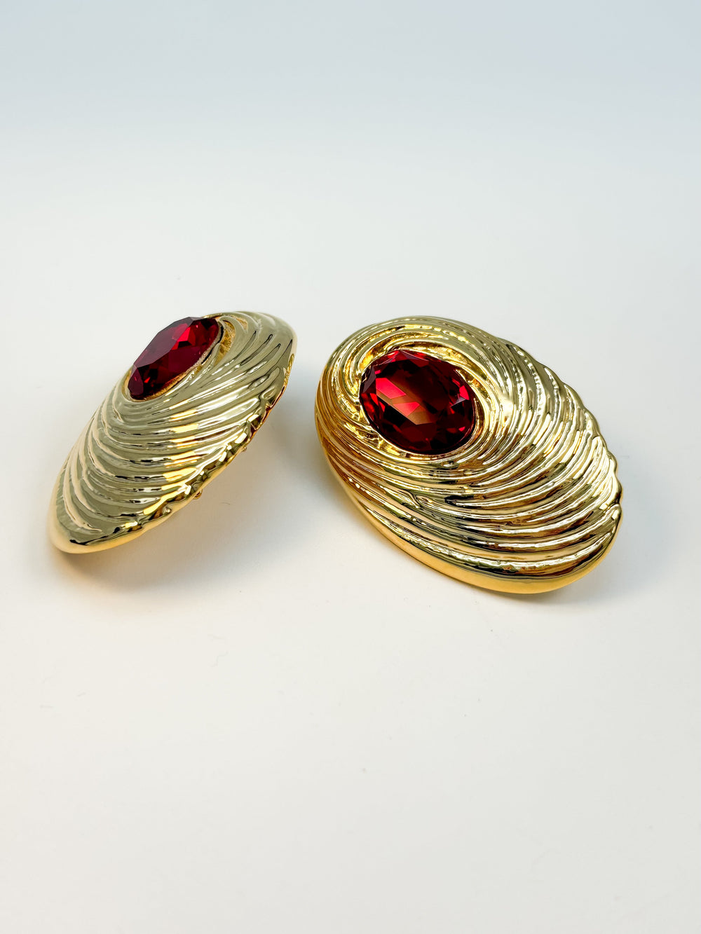 Vintage Charm Red and Gold Shell Earrings