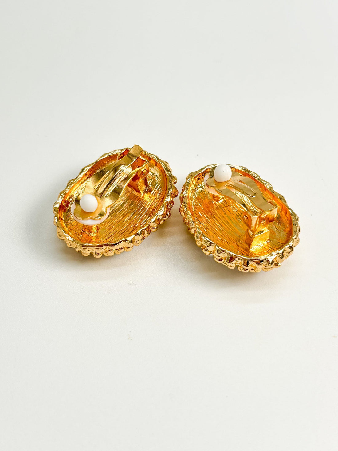 Gold & Pearl Cluster Clipon Stud Earrings