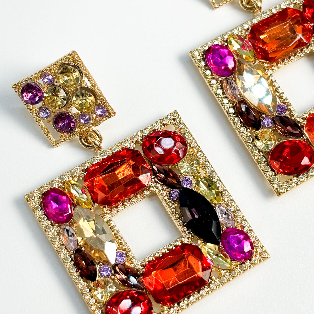 Haute Pink crystal Red Earrings