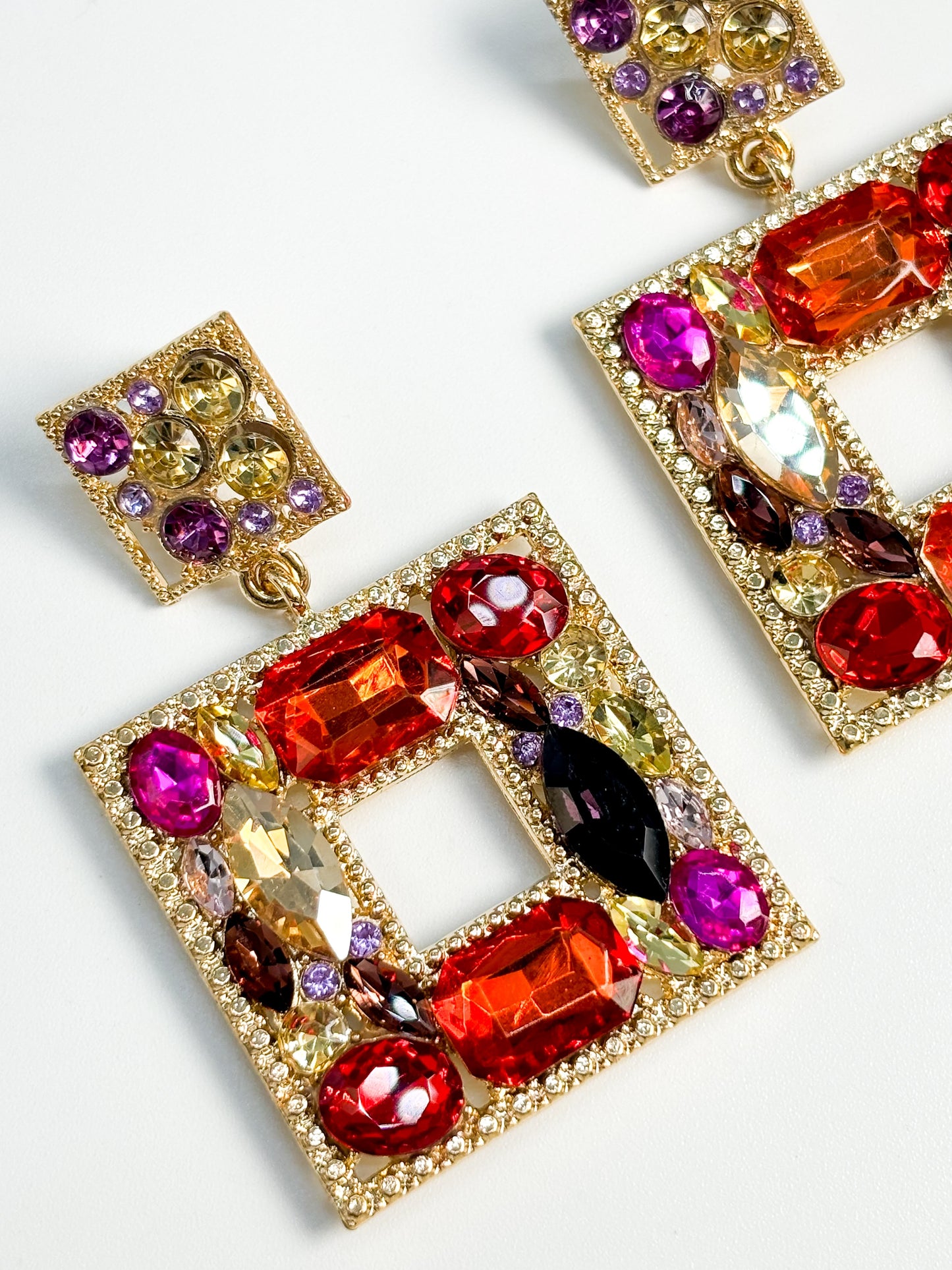 Haute Pink crystal Red Earrings