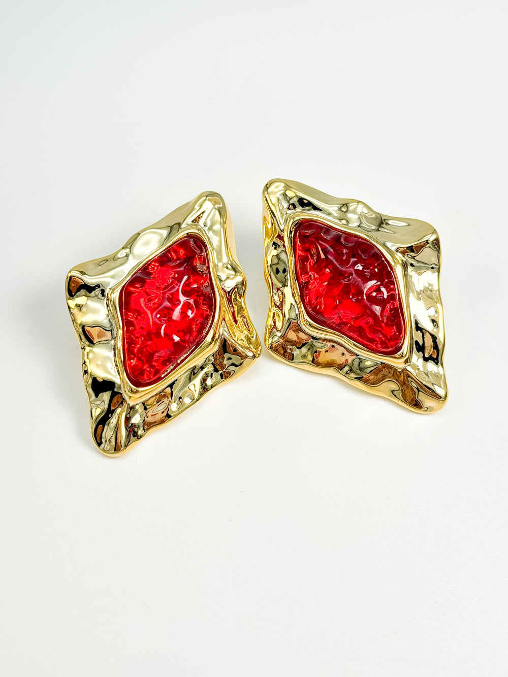 Vintage Charm Red and Gold Star Earrings