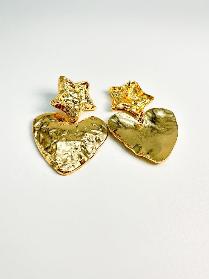 French Lovers Vintage Heart Earrings -Haute pink