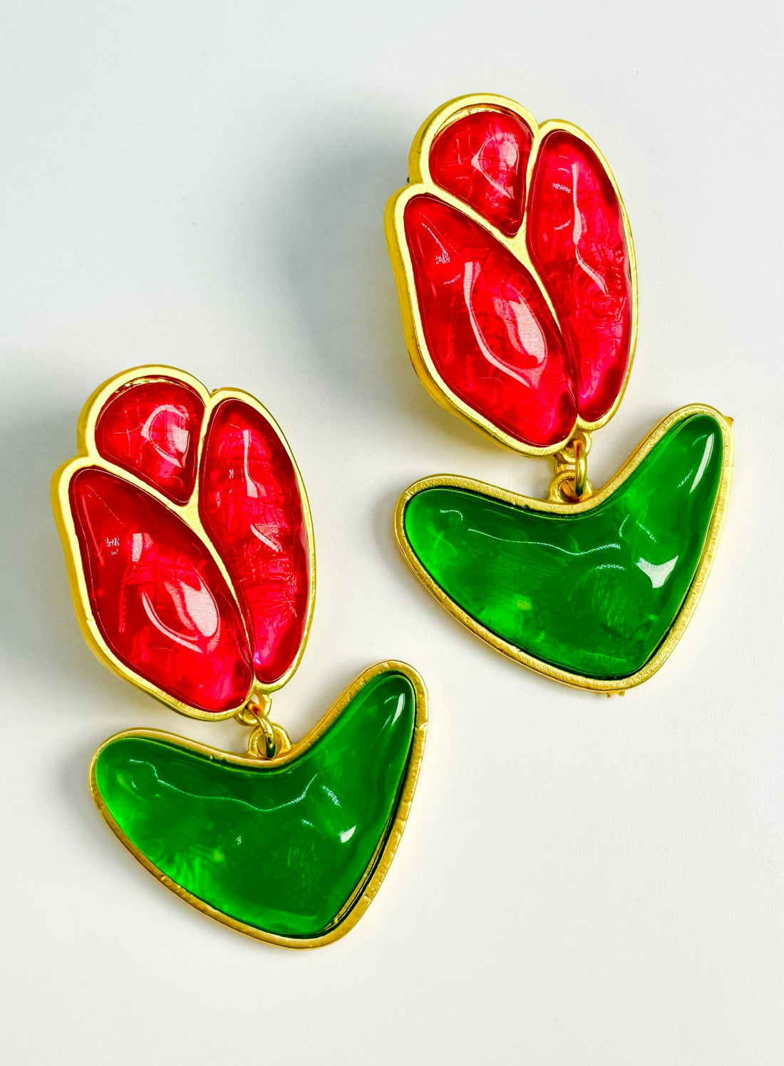 Haute Couture Pink and Green Earrings