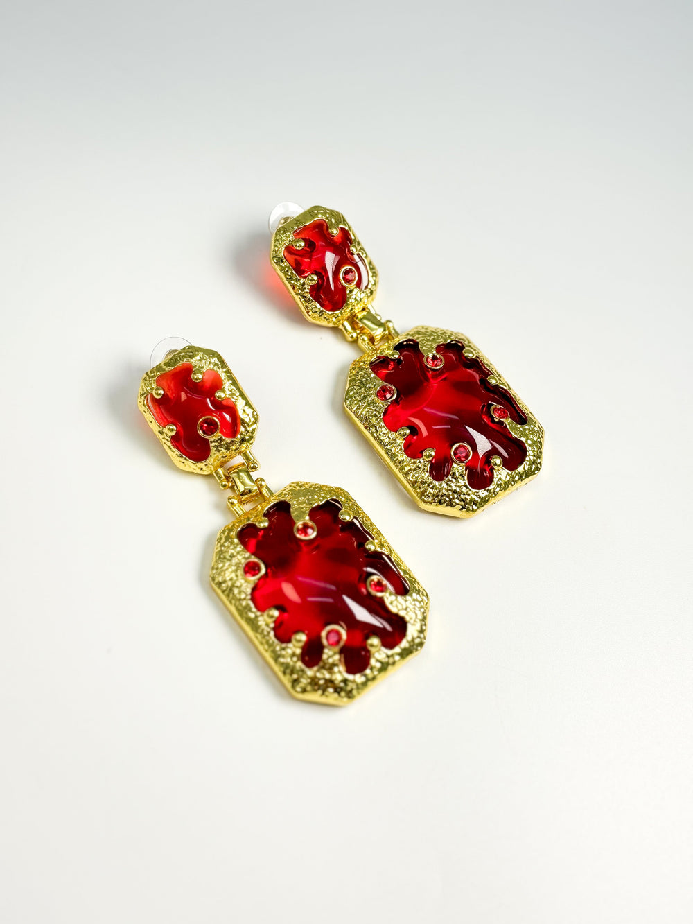 Haute Couture Victorian Red Dangler Earrings