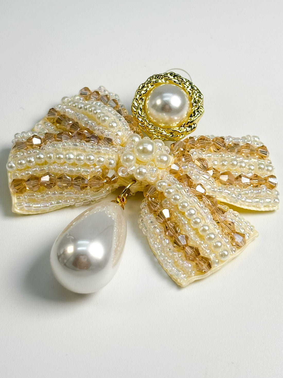 Vintage Couture Pearl Bow Earrings