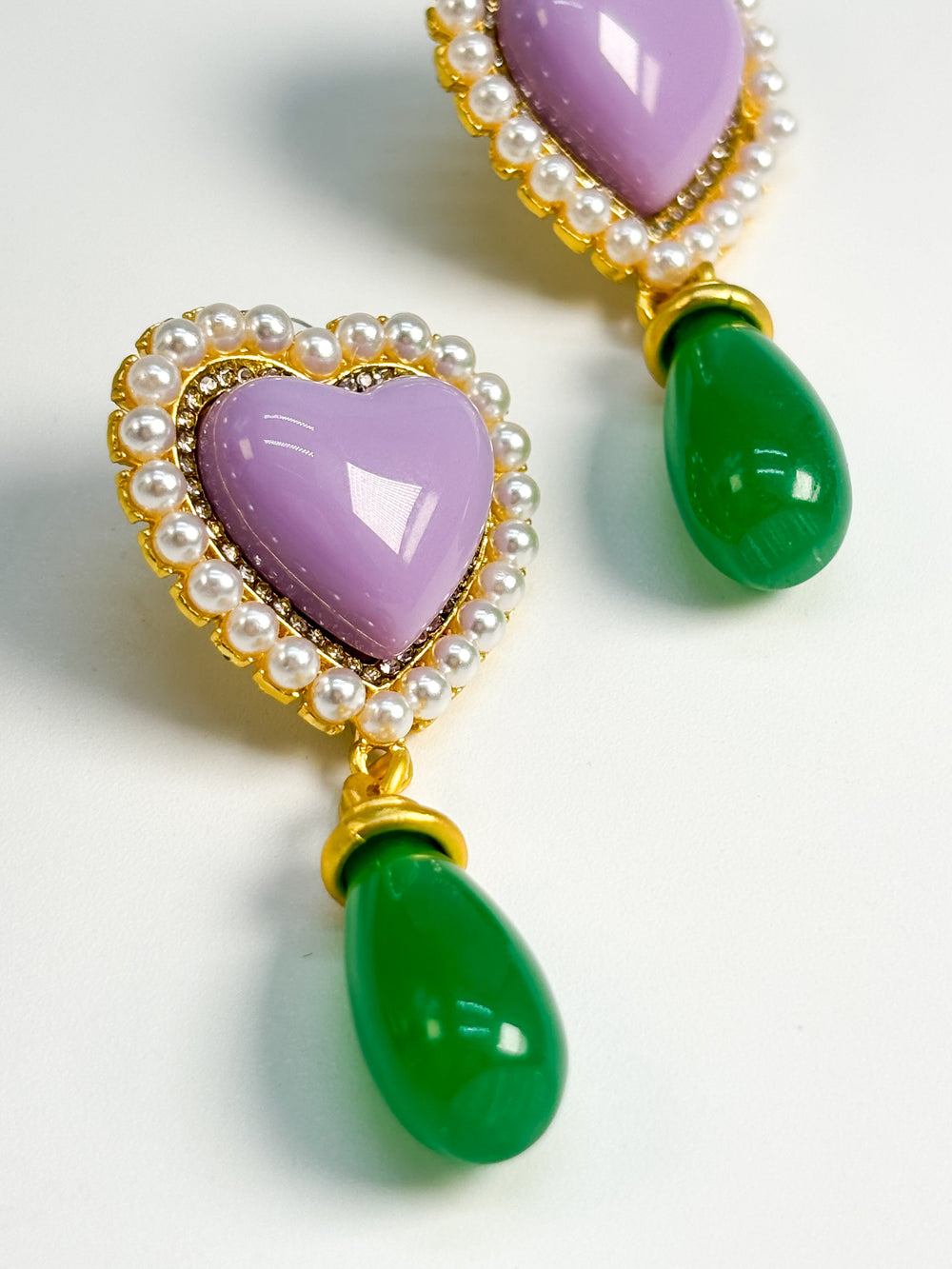 Victorian Lavender & Green Earrings