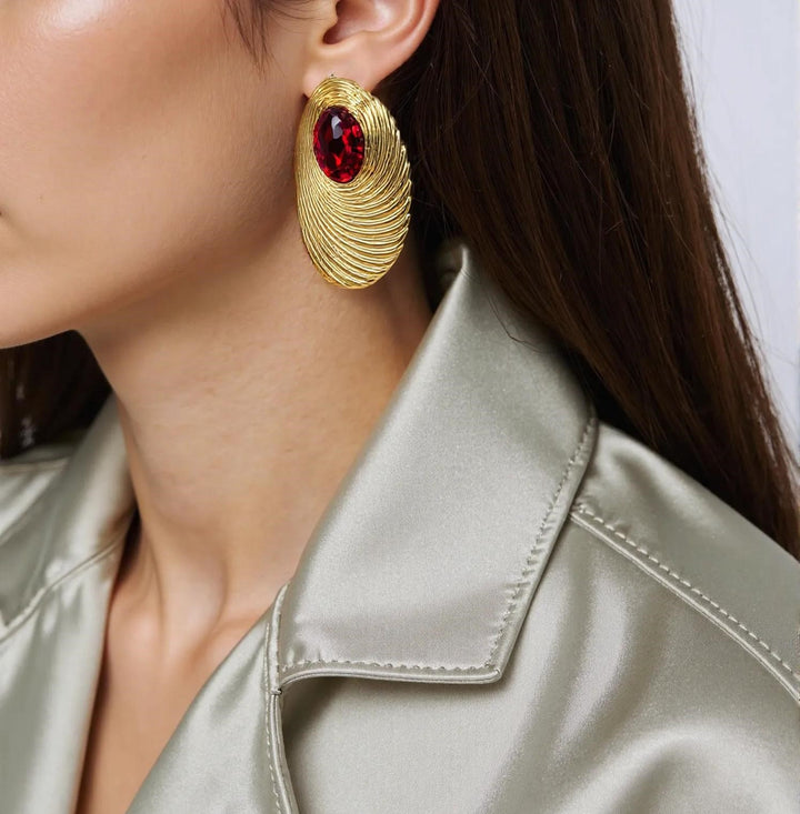Vintage Charm Red and Gold Shell Earrings